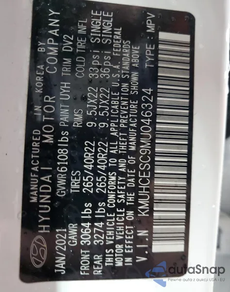 2021 Genesis Gv80 Base from USA, damaged, VIN KMUHCESC9MU046324